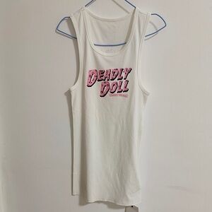 Chrome Hearts White Tank with Pink Graphic